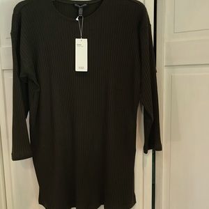 Eileen Fisher NWT Tercel, Olive Green Ribbed Stretch Knit Tunic -PM